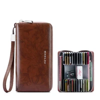 women genuine leather wallet long zipper business card id holder clutch bag wallet rfid blocking men high quality
