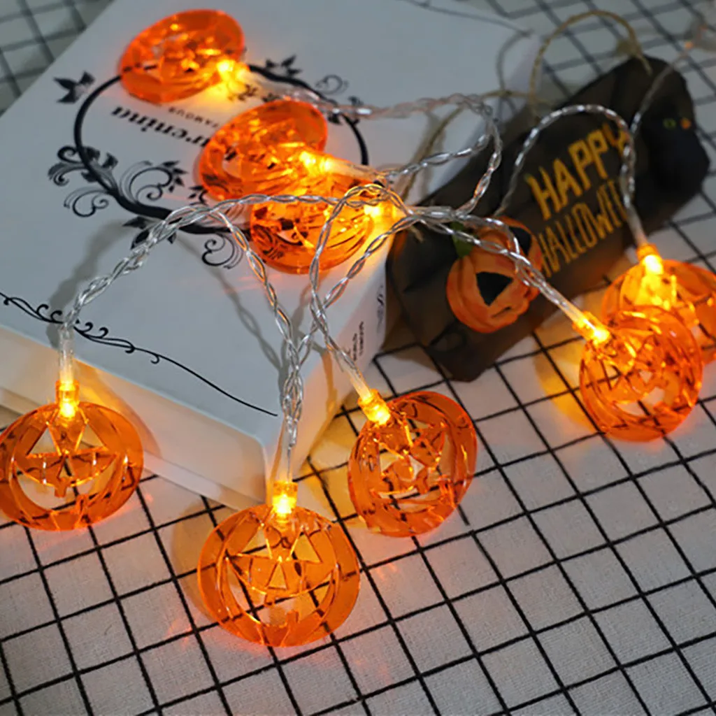 Хэллоуин Тыква светодиодная гирлянда Праздник 10 led круглая тыква форма Гирлянда