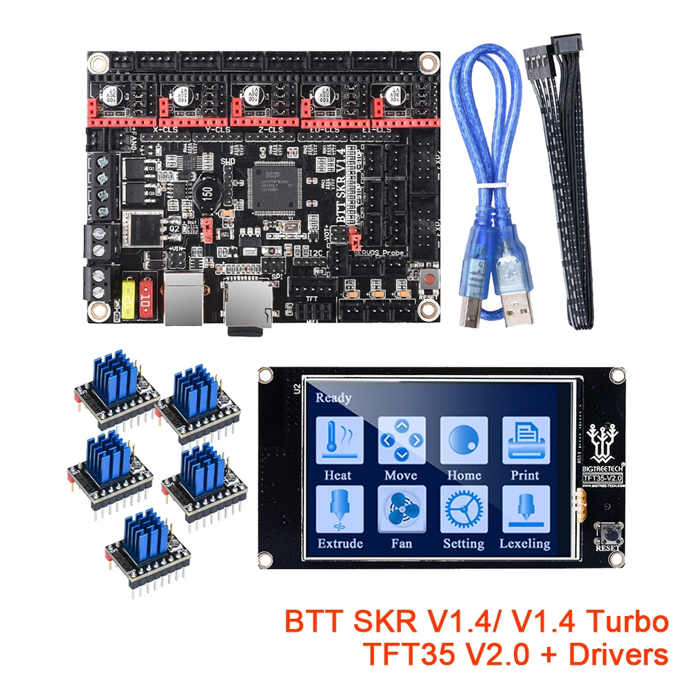 BIGTREETECH SKR V1.4 Turbo 32 битная плата для 3D принтера 5 шт. TMC2209 TMC2208 UART и TFT35 V2.0 сенсорный
