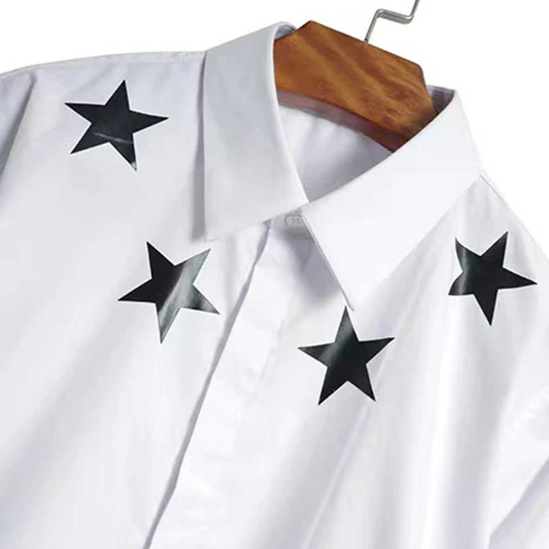 

2021 high quality star print shirts classic all season street wear gentle dress White Color shirt leisure stylish design cotton
