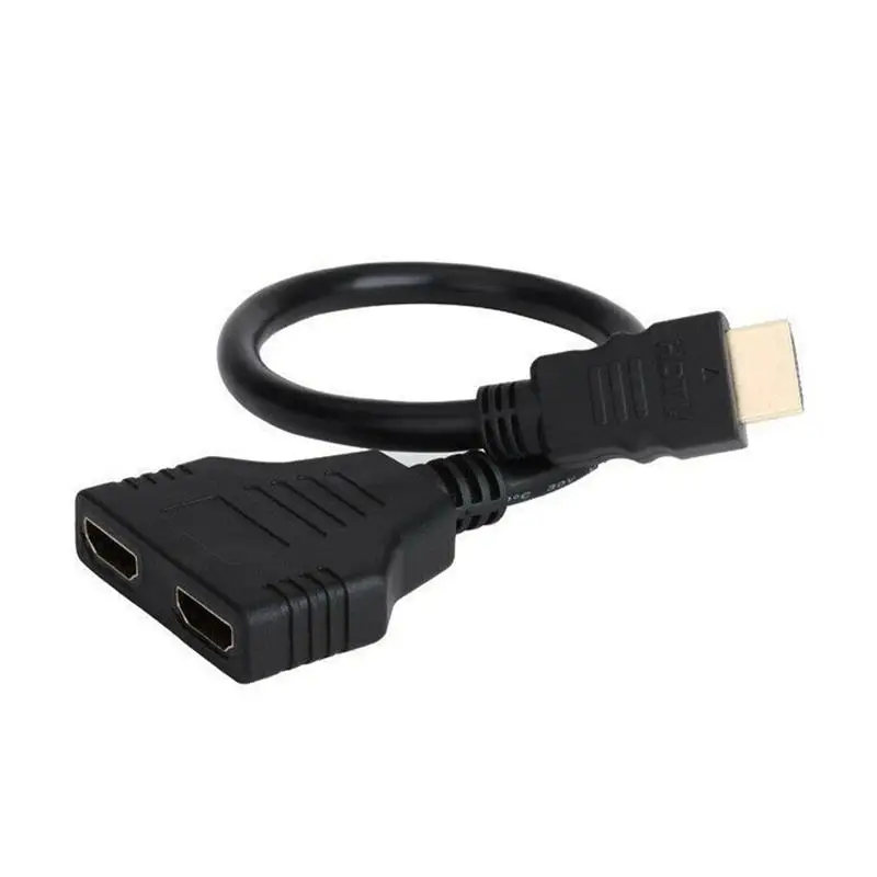 

1 Pc HD TV Adapter Dual Port Male To Female Split Screen Cable HDMI-Compatible Video Converter For Computer Laptop Projector