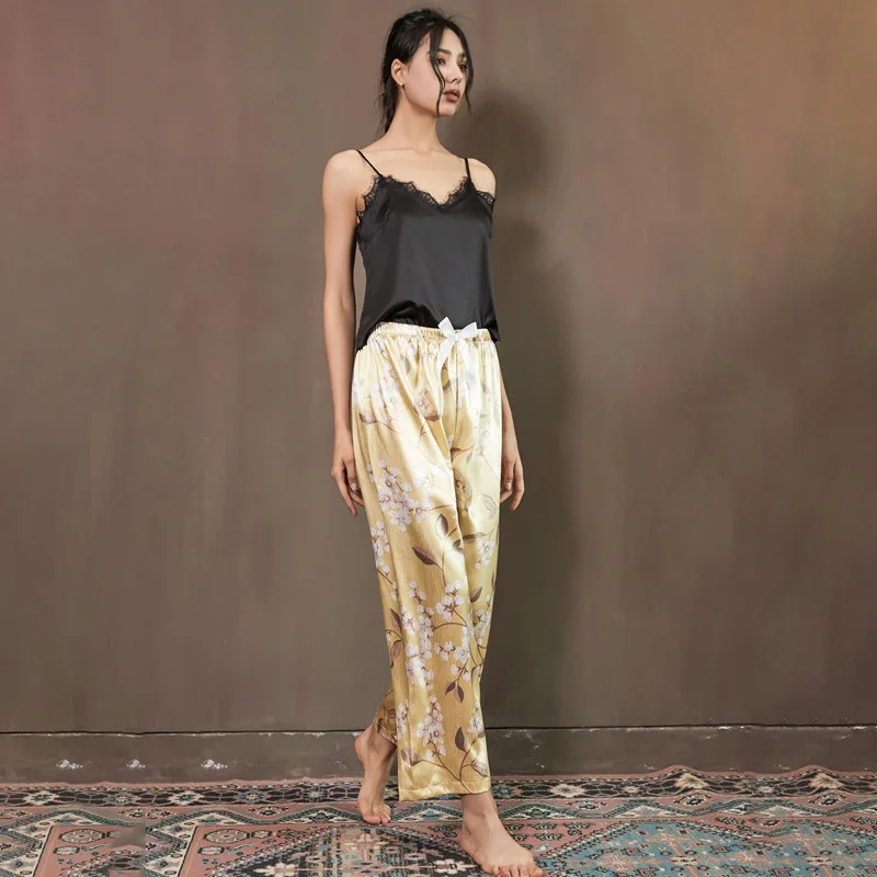 Sleepwear Women's Stay At Home Clothes for Women Set Pajamas Sexy Red Print Home Outfit Sleepwear Panties T-Shirt and Pants