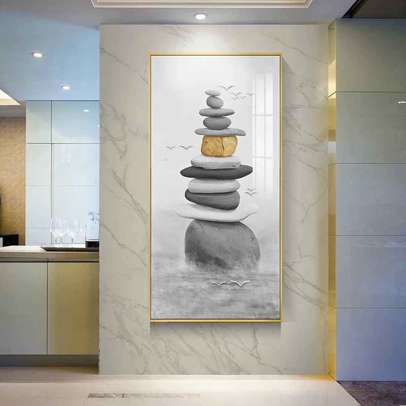 Скандинавский золотой и серый камень Картина на холсте Роскошные Классические