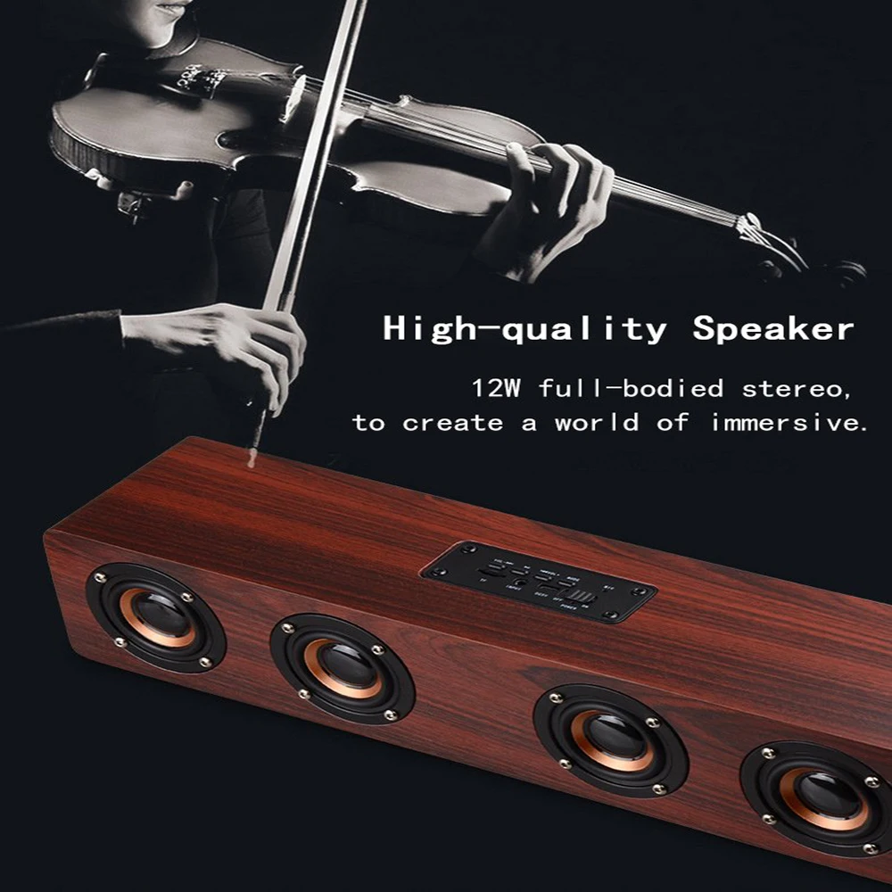 Soundbar HiFi беспроводной деревянный Bluetooth динамик Настольный динамик Поддержка TF карты AUX Громкая связь аудио для книжной полки телефона дома