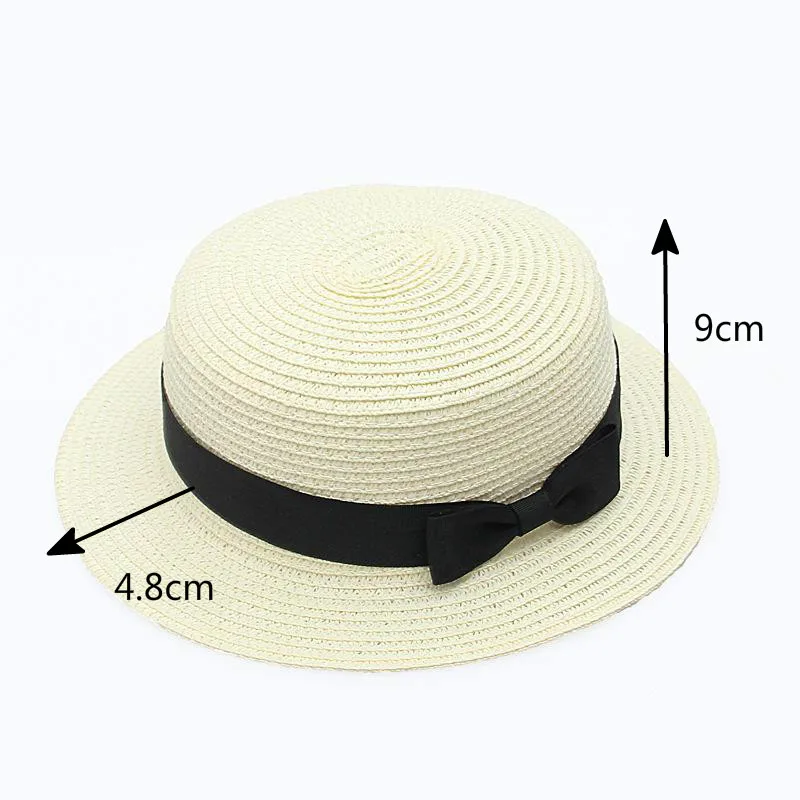 

High grade Panama Hat Simple Summer Beach Hat Female Casual Lady Women Flat Brim Bowknot Straw Cap Girls Sun Hat Chapeu Feminino