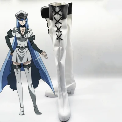 

Esdeath Cosplay Shoes Anime Akame ga KILL Empire Cosplay Costume General Apparel Full Set Uniform Outfit Cosplay Wig Boots