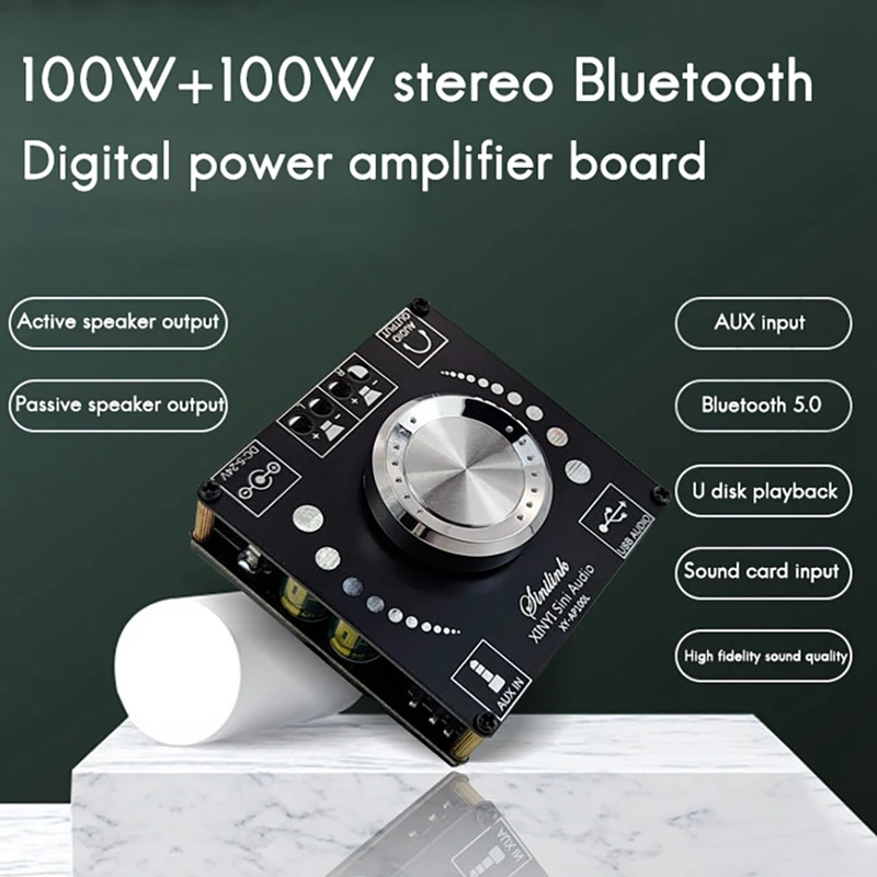 XY-AP100L плата цифрового усилителя мощности 100Wx2 стерео Bluetooth 5 0 двухканальная