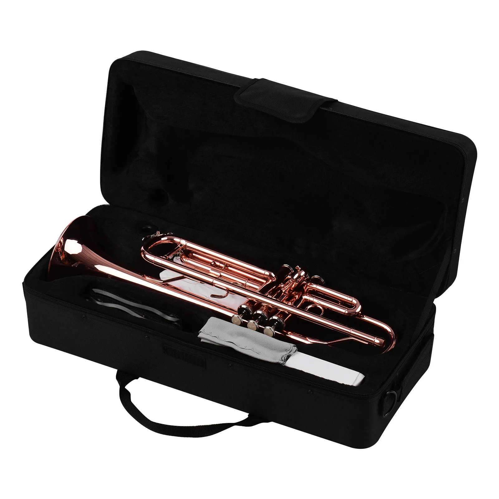

ammoon TR-180 Standard Bb Brass Trumpet with Hard Case Straps Mouthpiece Gloves Cleaning Cloth for Students Beginners