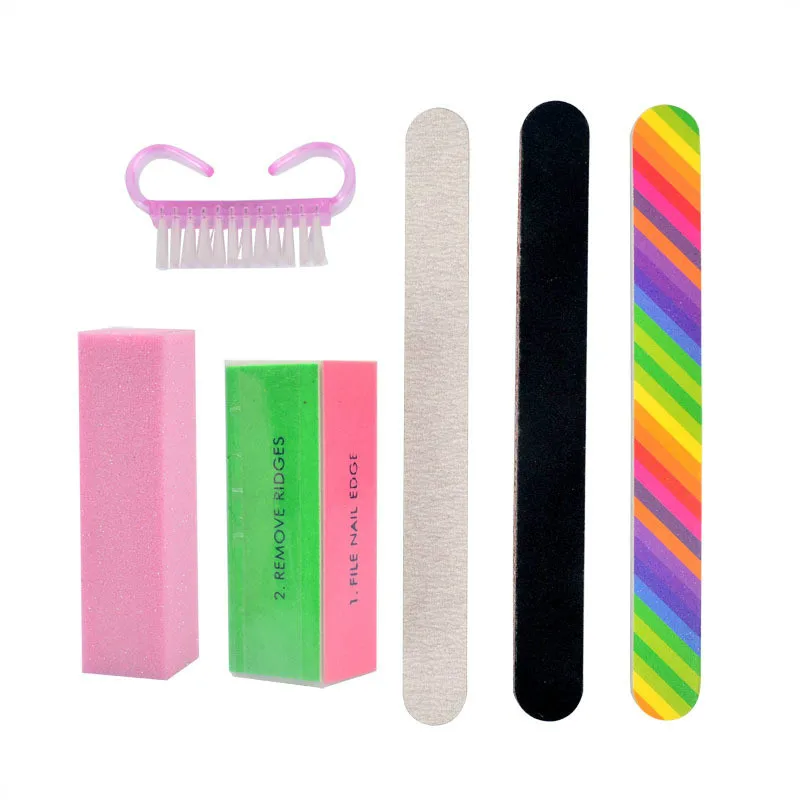 

1/6pcs/Set Nail Art Files Dust Brush Cleaning Buffer Sponge Block Buffing Grit Sand UV Gel Polish Acrylic Manicure Pedicure Tool