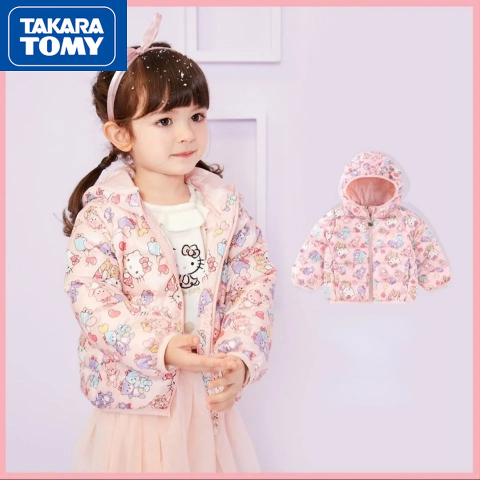

Takara Tomy осень/зима мода новинка 2021 мультяшный Hello Kitty короткий легкий топ с капюшоном Детский пуховик