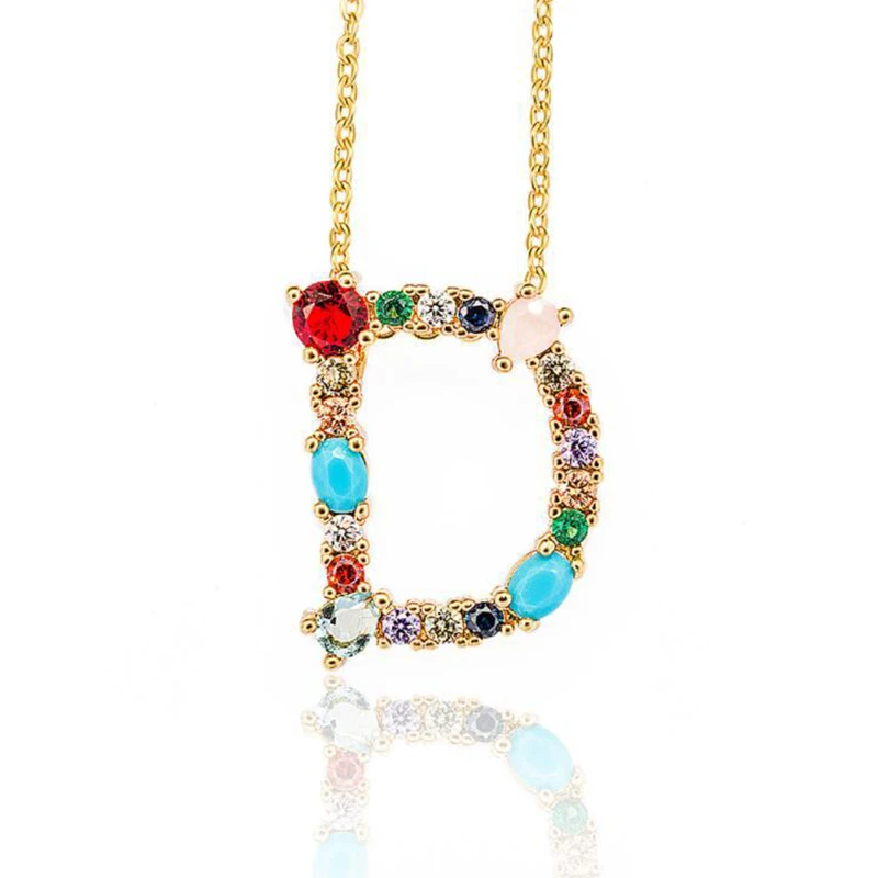 A Z буквы бриллиантовые цветные ожерелья с подвеской кулоном для женщин декор