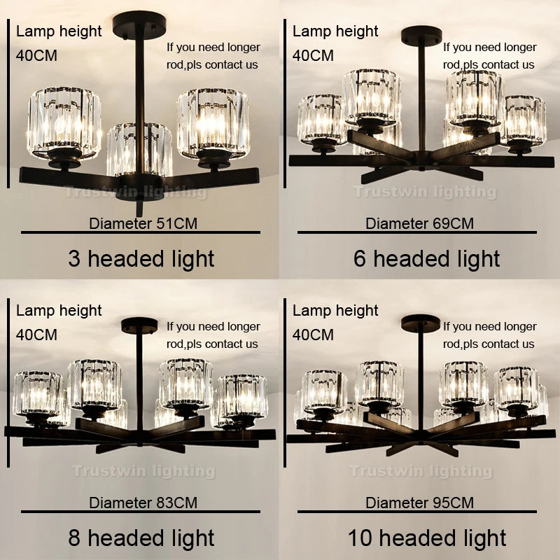 Американский кантри Лофт стеклянный Хрустальный подвесной светильник
