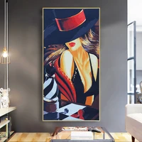 70x140cm diy painting by numbers adults sexy girl with hat abstract art entrance hallway paint by numbers wall art home decor