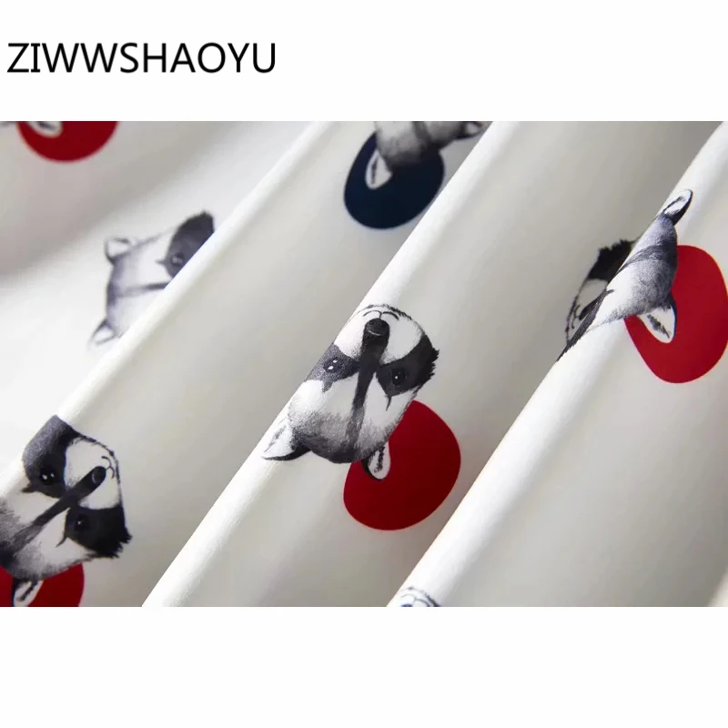 

ZIWWSHAOYU Female Summer White Backless Vintage Spaghetti Strap Dress Fashion Designer Women Animal Print Pencil Mini Dresses