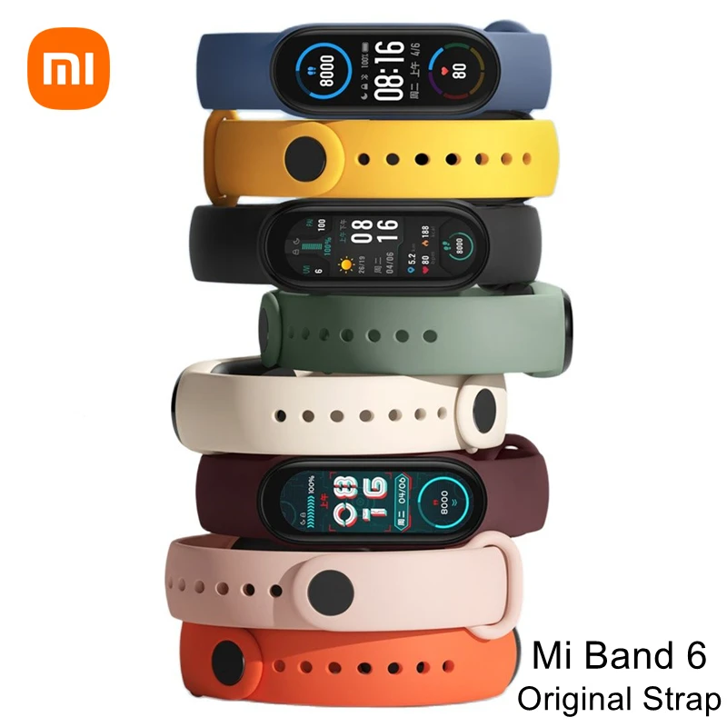 Оригинальный ремешок Xiaomi Mi Band 6, розовые, фиолетовые, цвета слоновой кости, оливковые, синие, черные смарт-аксессуары для Xiaomi Mi Smart Band 6 NFC