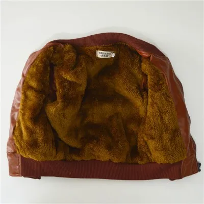 

90 - 170 Cm Children's Boy Jacket PU Leather Jacket Child Baby Clothes Warm Plus Velvet Boy Clothing Jacket Leather Long Sleeve