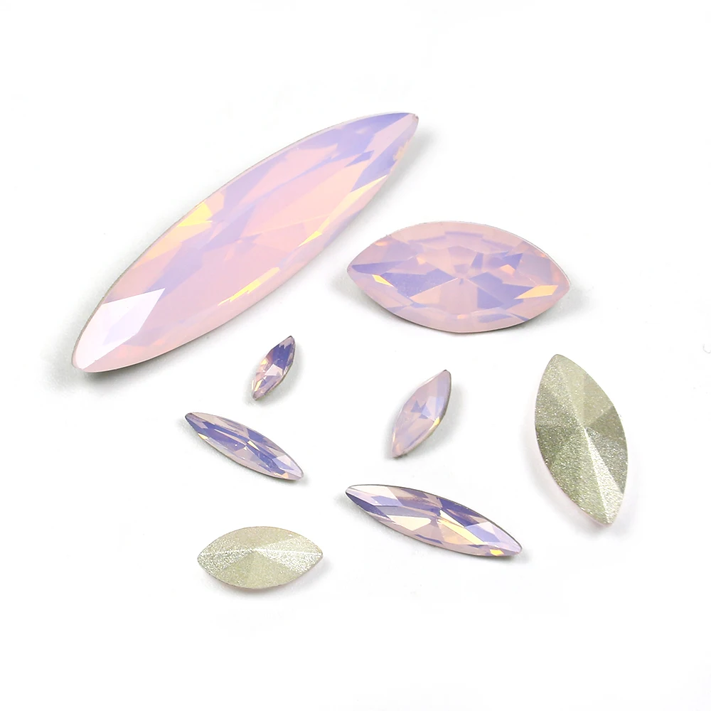 

Horse Eye Pink Opal 3D Pointed Back K9 Glass Crystal Rhinestone Glitter Beads For Craft DIY Clothes Handbangs Jewelry Making