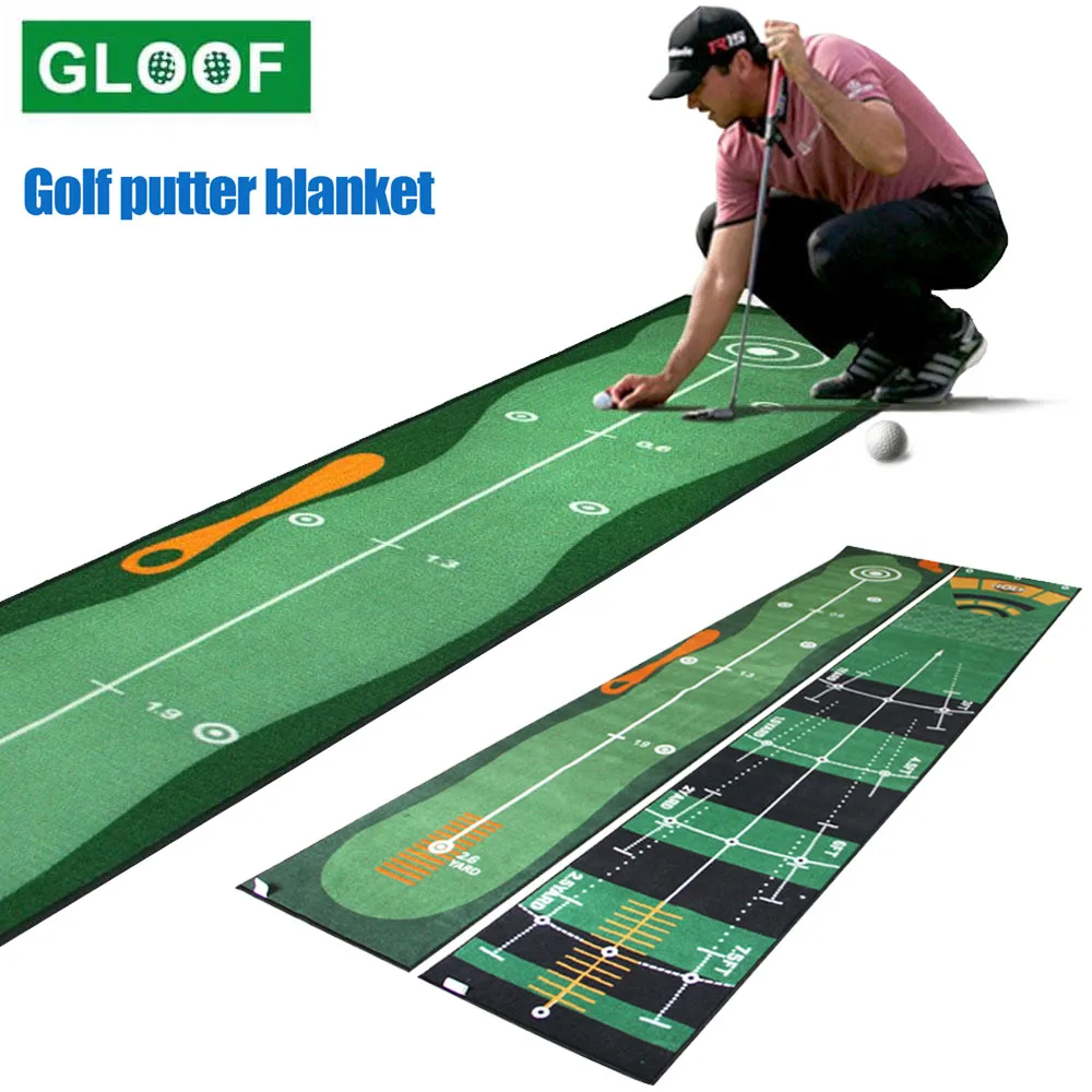 1pcs Golf Hitting Mat Carpet 300*50cm Putting Trainer Golf Practice Pad Golf Putter Green Fairway Trainer Aiming Line Tee Slot