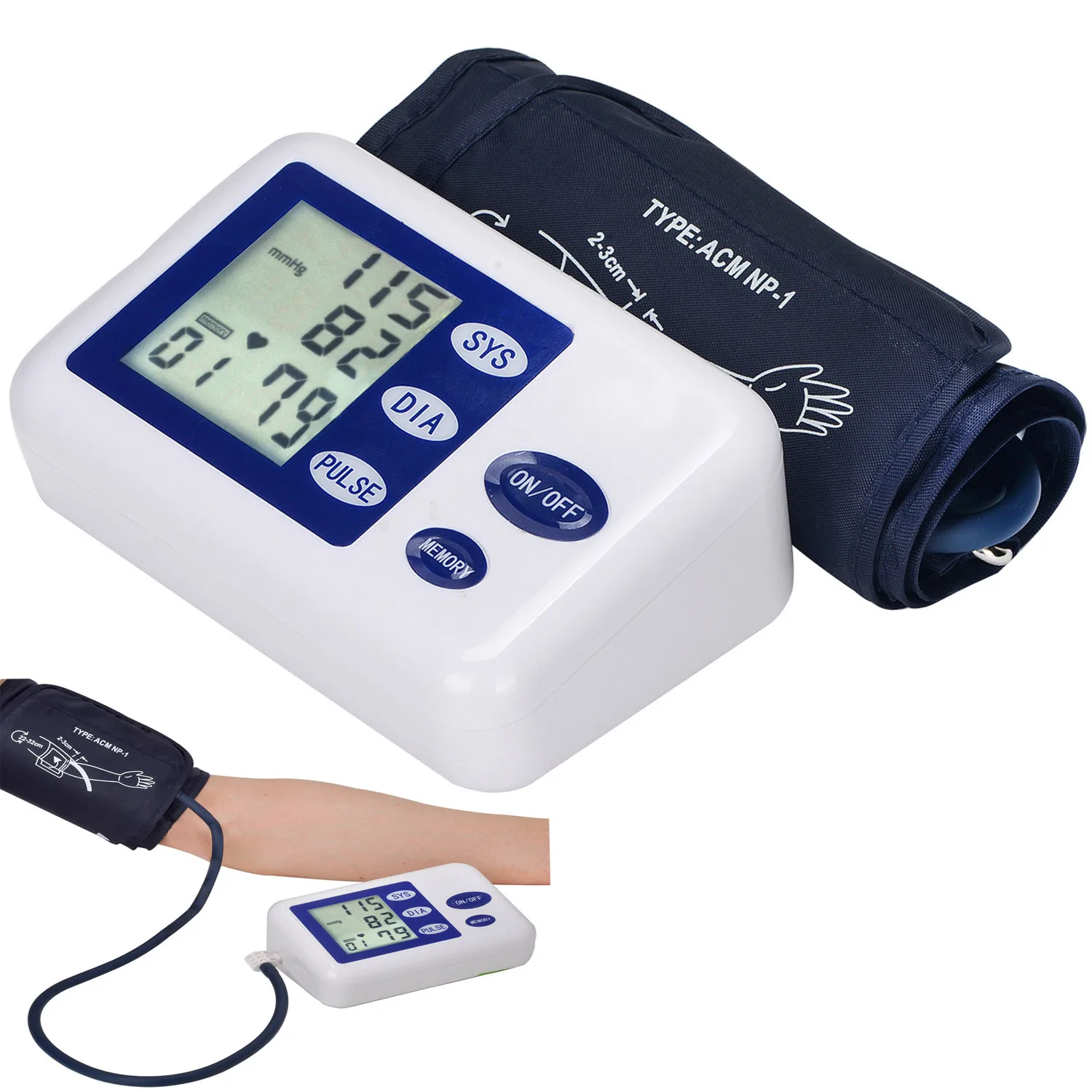 

Automatic Digital Upper Arm Blood Pressure Monitor Heart Beat Rate Pulse Meter Tonometer Sphygmomanometers pulsometer