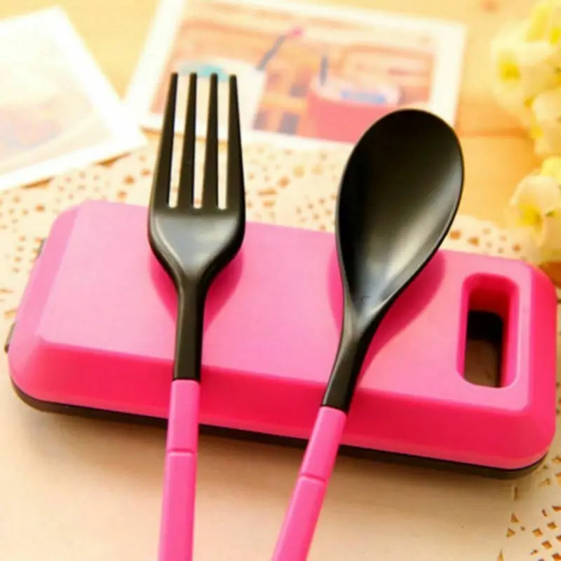 

Portable Dinnerware Set Plastic Tableware For Travel Camping Folding Dinnerware Sets 3 Piece Set of Spoon Chopsticks Fork