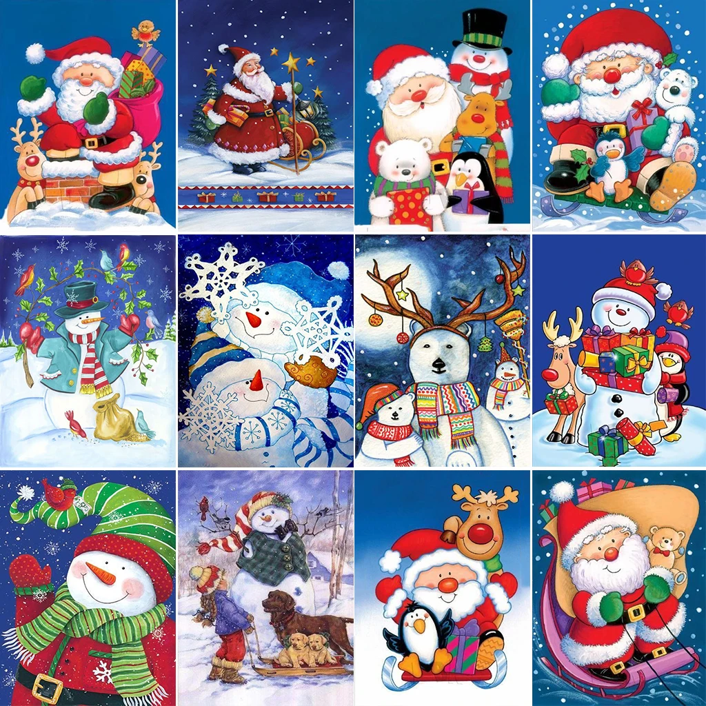 

5D DIY Diamond Painting Snowman New Product Round Diamond Embroidery Santa Mosaic Picture Rhinestone Decoration Christmas Gift