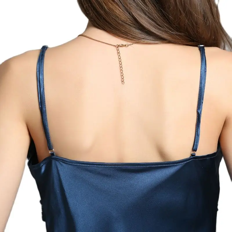 Женская ночная рубашка из натурального шелка с V образным вырезом|Ночные сорочки