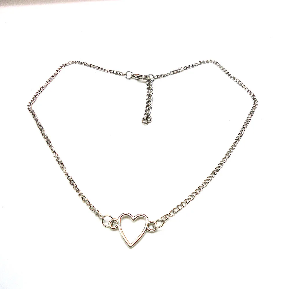 

Fashion Hollow Heart Pendants Women's Necklace One Piece Retail Cute Hand Connected Chain Collar For Girls Bijouterie Female