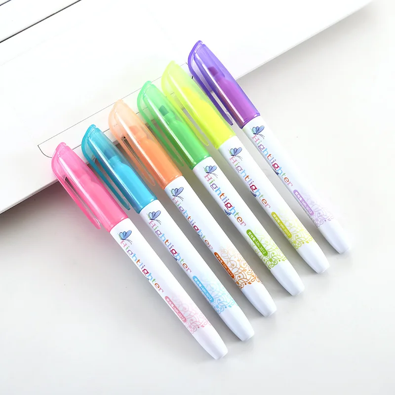 

12 PCs Highlighter Color Oblique Head Marker Key Marker Graffiti Marker Color Pencil Wholesale