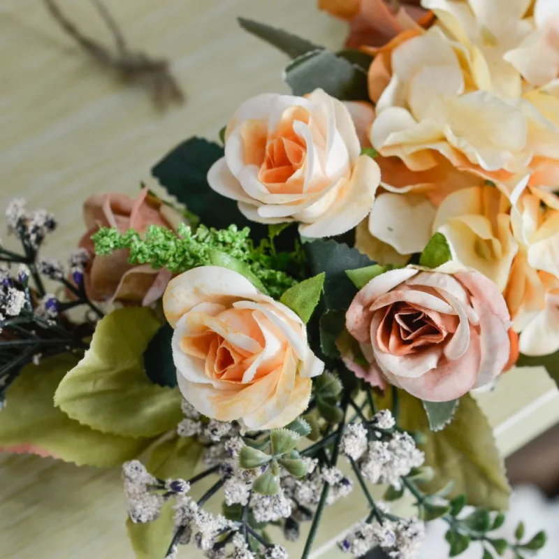 

New Home Decor Garland Artificial Rose Hydrangea Ornaments Creative Floral Ring Wedding Floral Hanging Wall Decor Dropship