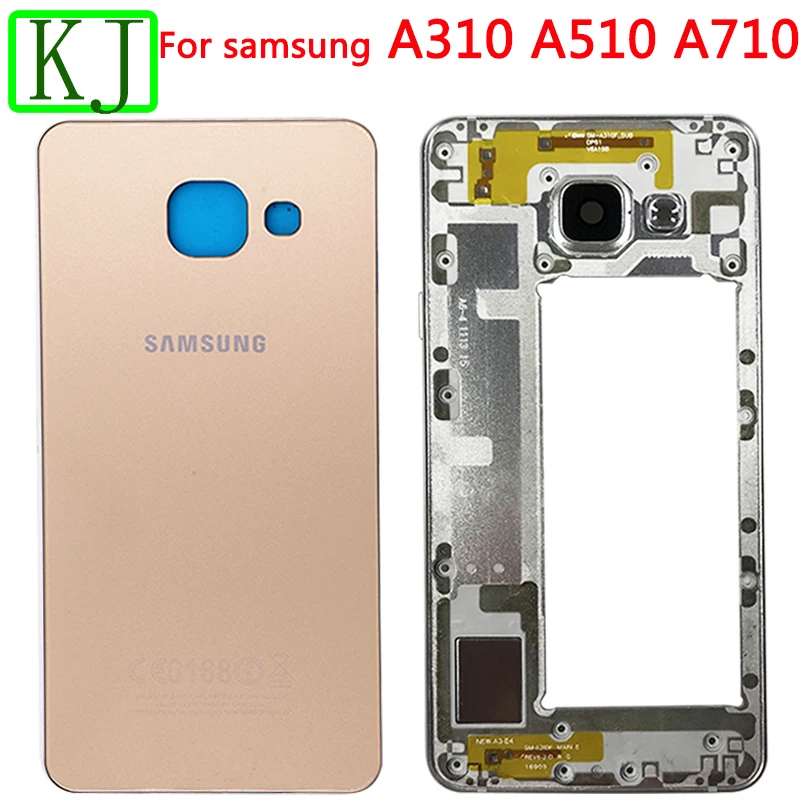 Задний Полный Корпус для samsung Galaxy A3 A5 A7 A310 A510 A710 батарея задняя крышка передняя средняя рамка Корпус платы