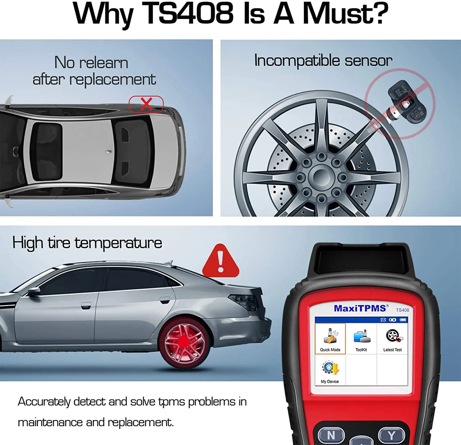 Autel TS408 TPMS Relearn инструмент монитор давления в шинах датчик Программирование