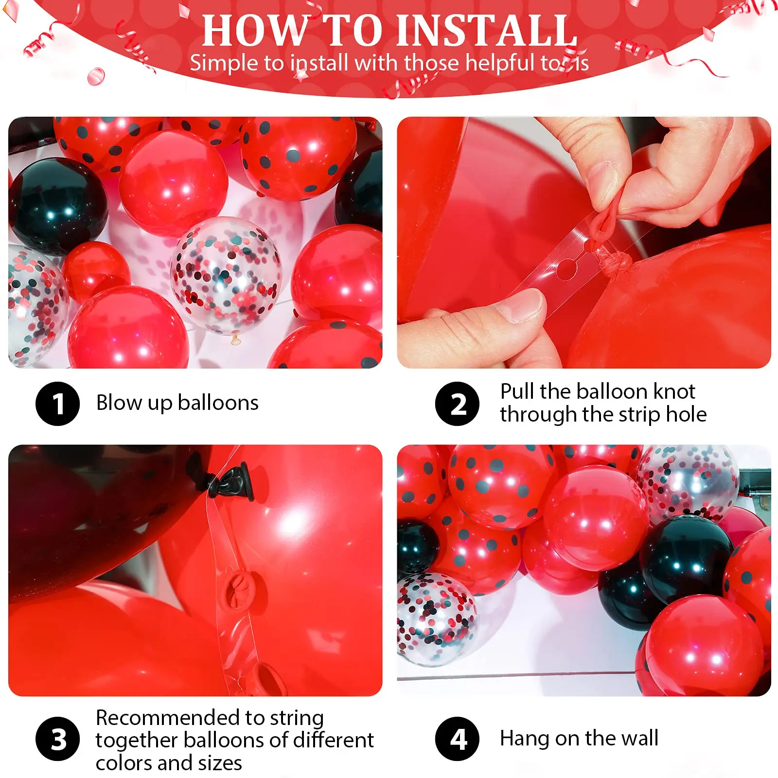 Гирлянда с божьей коровкой и конфетти 114 шт.