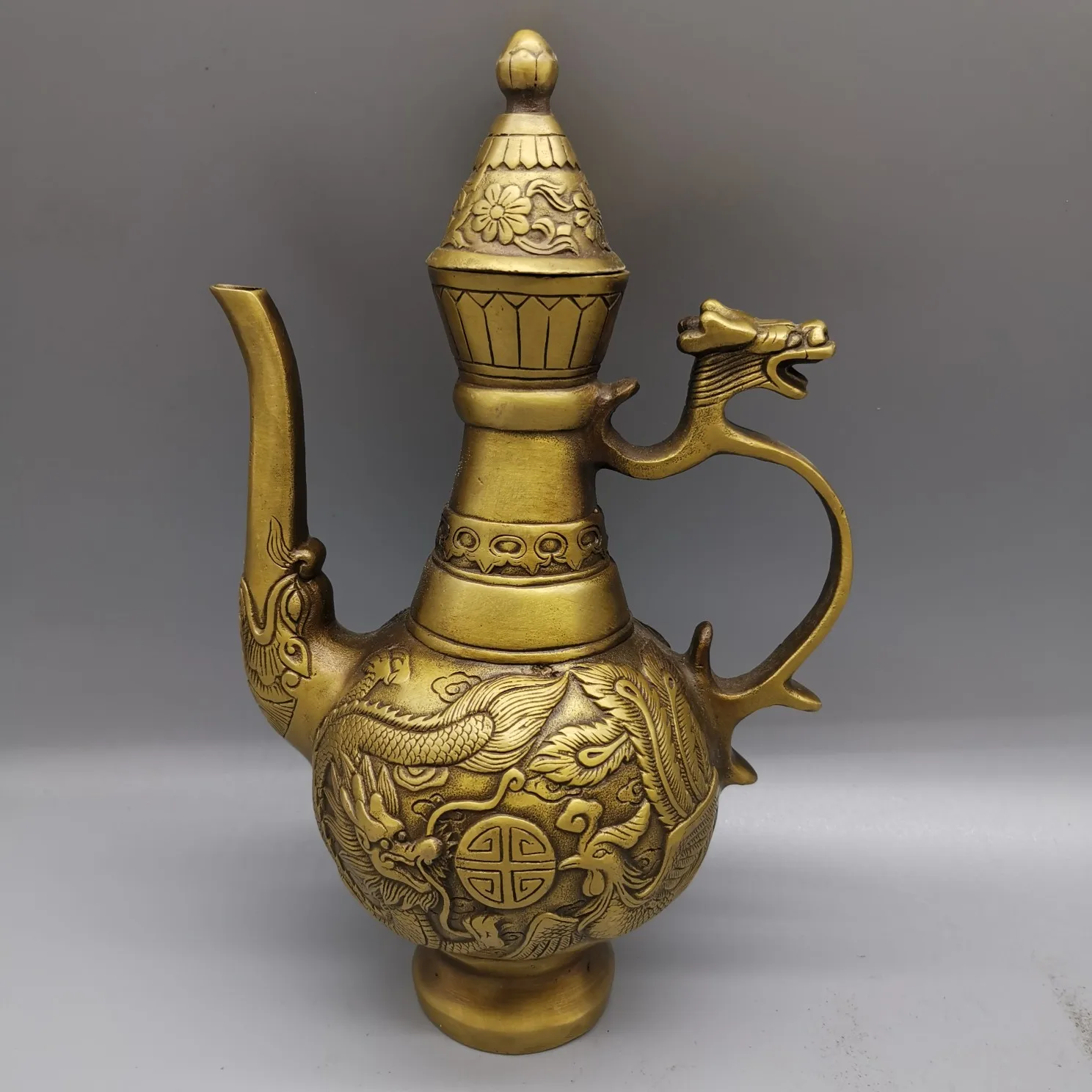 

Free Delivery China Elaborate Brass Statue Good Luck " Dragon And Phoenix" Pot Metal Crafts Home Decoration