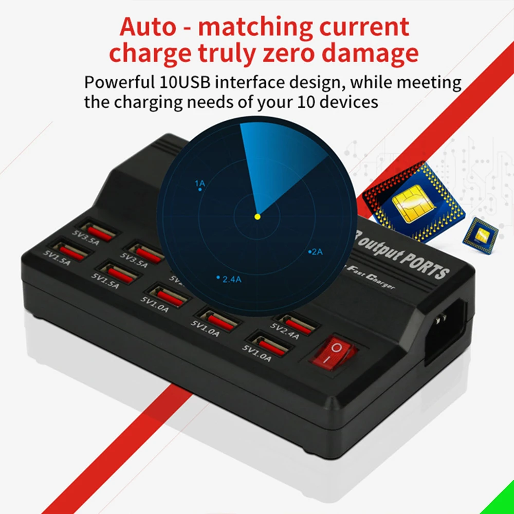 smart usb charger quick charge station usb 12a power 60w usb charger socket porous usb adapter for ipad tablet mobile phone free global shipping