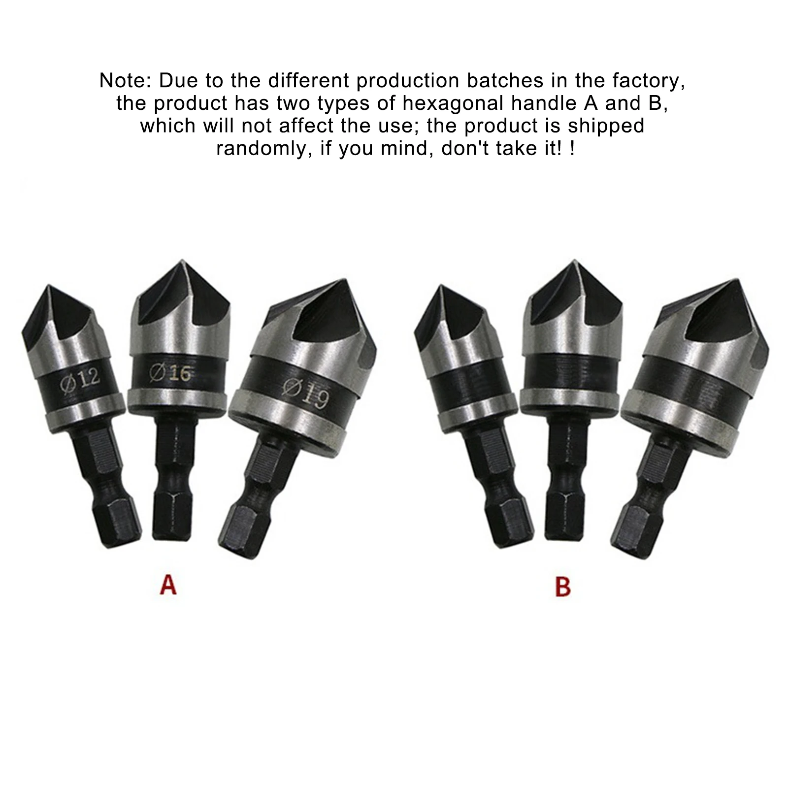 Three-piece Set 12mm/16mm/19mm 90 Degree Hexagonal Handle Five-blade Chamfering Tool Wood Plastic Aluminum Plate Hole Opener | Инструменты