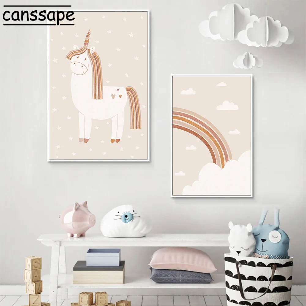 Плакат с изображением единорога животных современные картины на холсте