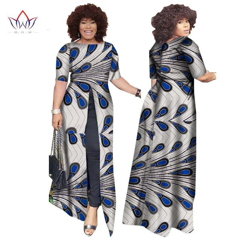 Африканский dashiki африканских платья повседневные Прямые сплит печати Африканский принт хлопок Одежда Сорочка африканского Femme brw WY852 - Цвет: 12