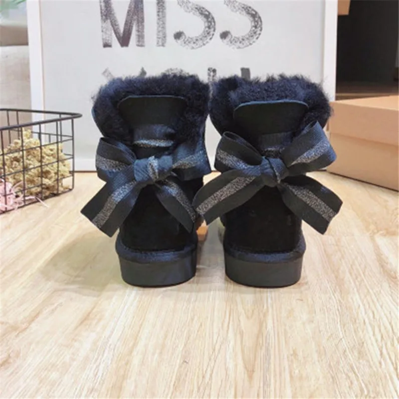 Женские классические зимние сапоги из натуральной овечьей шерсти теплая женская