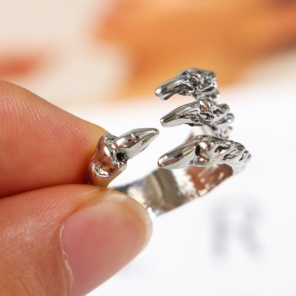 2019 New Mystery Jewelry Gothic Punk Antique Eagle Claw Ring Fashion Men's Opening Talon Rings Silver Adjustable Men | Украшения и