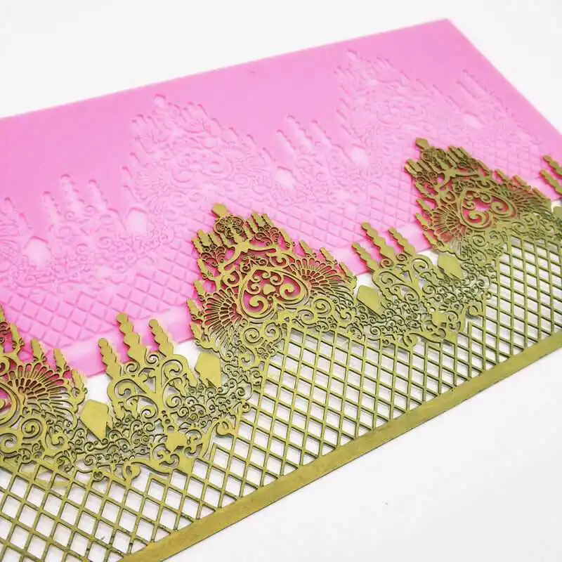 

Lace Mould Embosser Mat Crown Silicone Fondant Cake Mold Sugarcraft Decorating