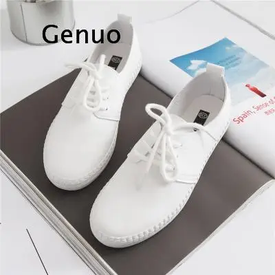 

Fashion Woman Shoes New Fashion Women Shoes Casual Flats PU Leather Soft Solid Color Simple Women Casual White Shoes Sneakers