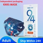 FFP2 Aldult Корейская маска для лица с принтом маска для рта четырехслойная многослойная Женская тканевая респираторная Защитная антипригарная маска для губ CE