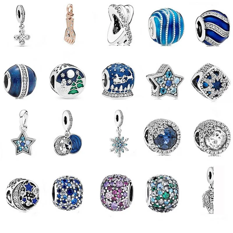 

Authentic 925 Pure Silver Beaded Clover Beaded Star Moon Charm Is Suitable For The Original Pandora Women's Bracelet Necklace