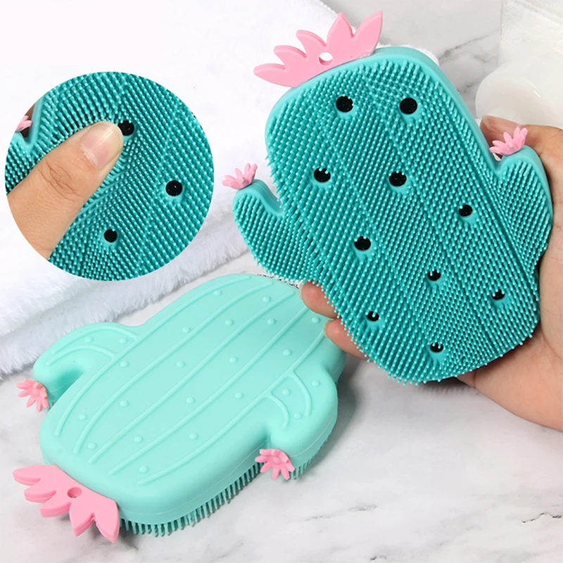 Силиконовая Массажная щетка С КАКТУСОМ инструмент для скраба лица и тела сухого