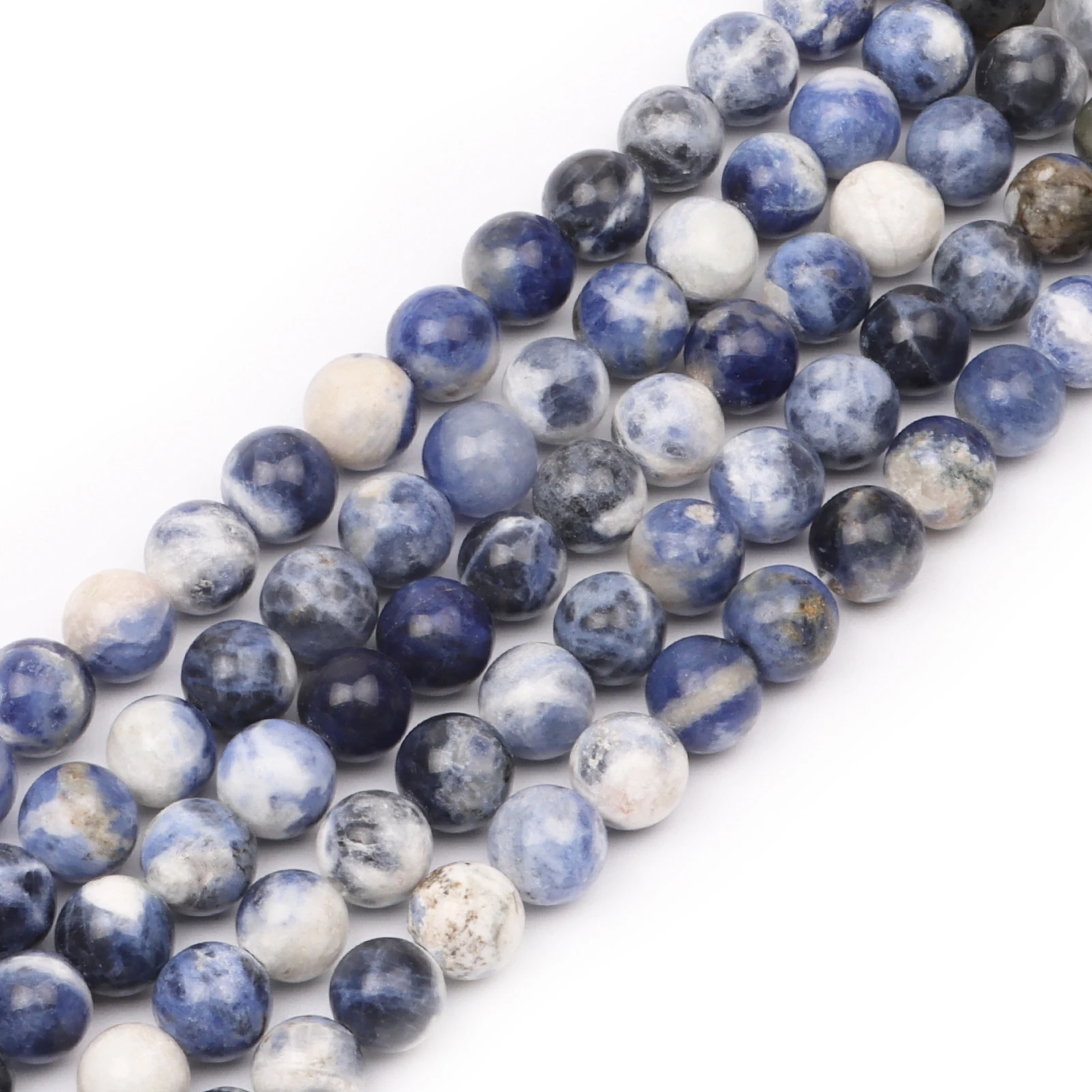 

Natural Round Stone Beads, Natural Gemstone Hole Size 6/8/10mm Crystal Energy Stone Healing Power New Blue-vein Stone Beads