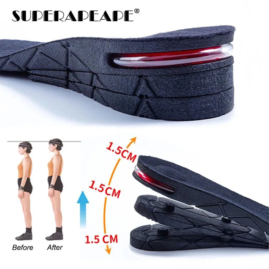 

1-4.5cm Height Increase Insole Cushion Height Lift Adjustable Cut Shoe Heel Insert Taller Support Absorbant Foot Pad