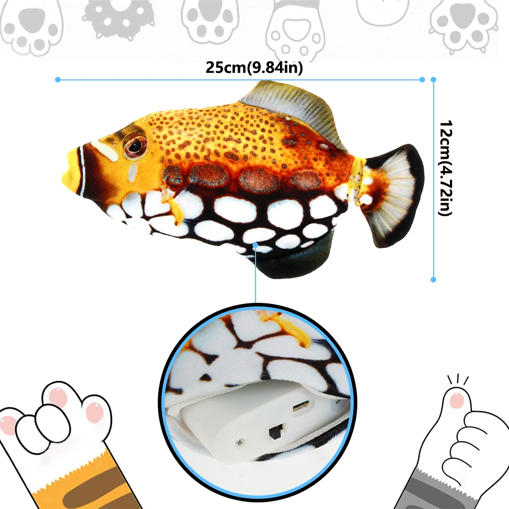 

Cat Electric Fish Toy Pet 3D Simulation Fish Soft Plush Shaking Fish Toy Stuffed Interactive Dancing Fish Playing Soft Cat Toy