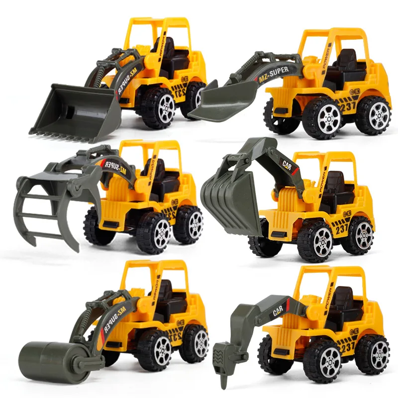 

6 Styles /set Car toy Plastic Diecast Construction Engineering Vehicle Excavator Toys for boys Wholesale