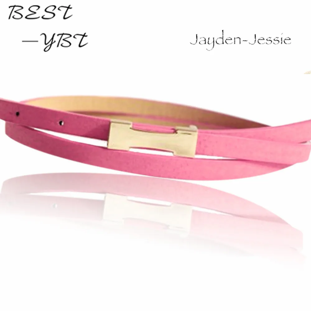 Горячая Мода металлическая пряжка Женская свиная кожа/PU тонкий пояс Женский