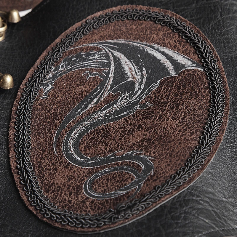 Панк рейв стиле стимпанк кофейный женский пояс с принтом Западного дракона